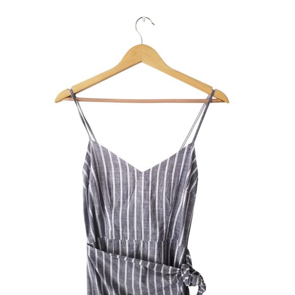 Abercrombie & Fitch 100% Cotton Striped Wrap Front Mini Dress Gray Size Small - Picture 2 of 8